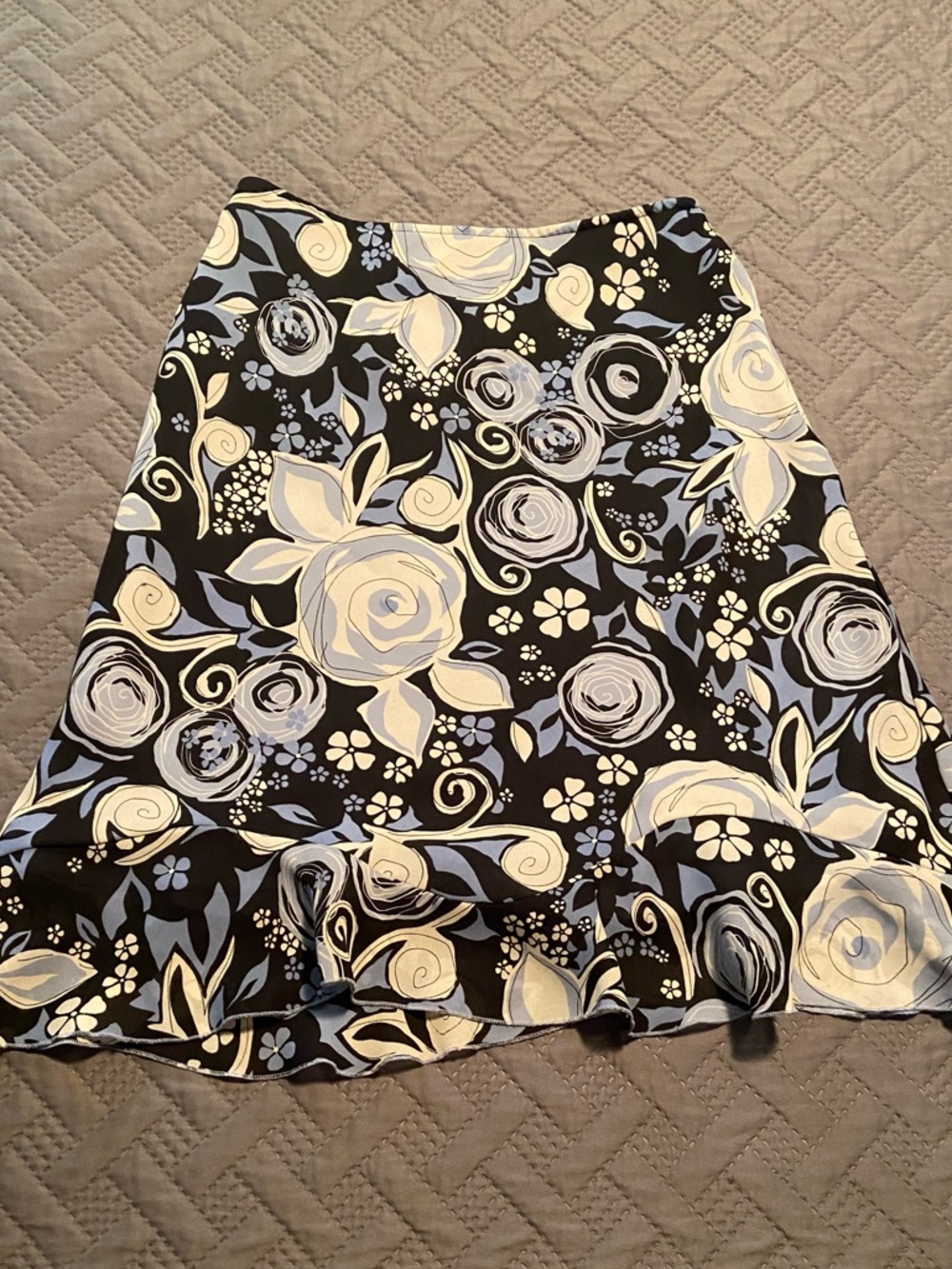 Worthington A-Line Skirt with White& Black with Blue Floral Print